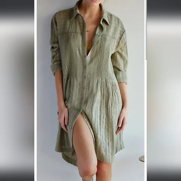 slim fit dress slacks New Anthropologie Olive Green "Ocala Shirtdress" by Holding Horses, Si   The Mustard Dandelion
